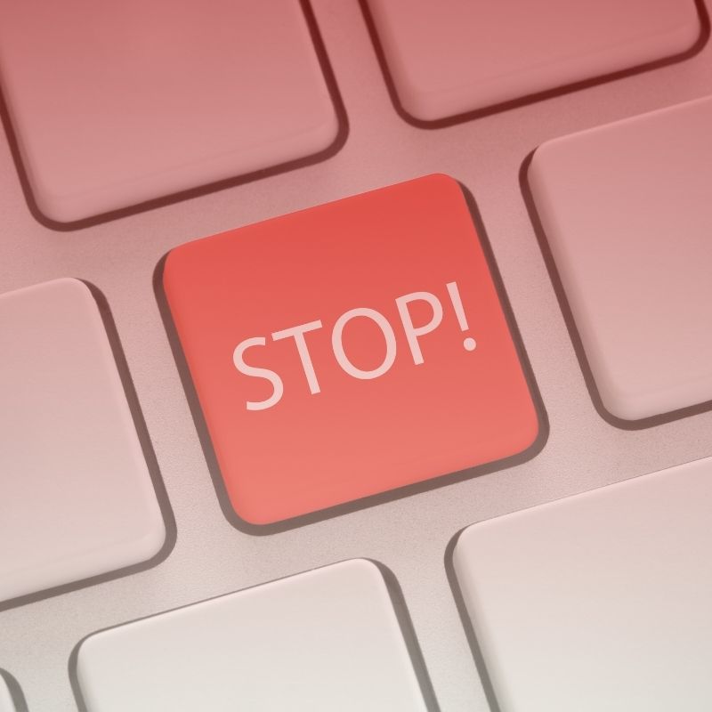 picture of stop graphich on a key of a keyboard